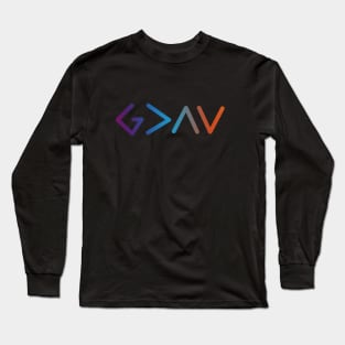 God is greater than the highs and the lows from Romans 8:28, gradient text Long Sleeve T-Shirt